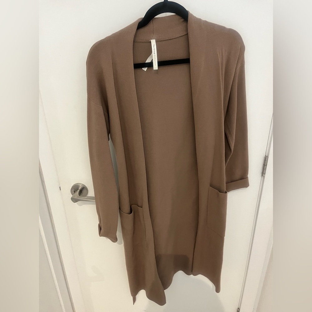 Babaton Women's Tan Open Front Cardigan